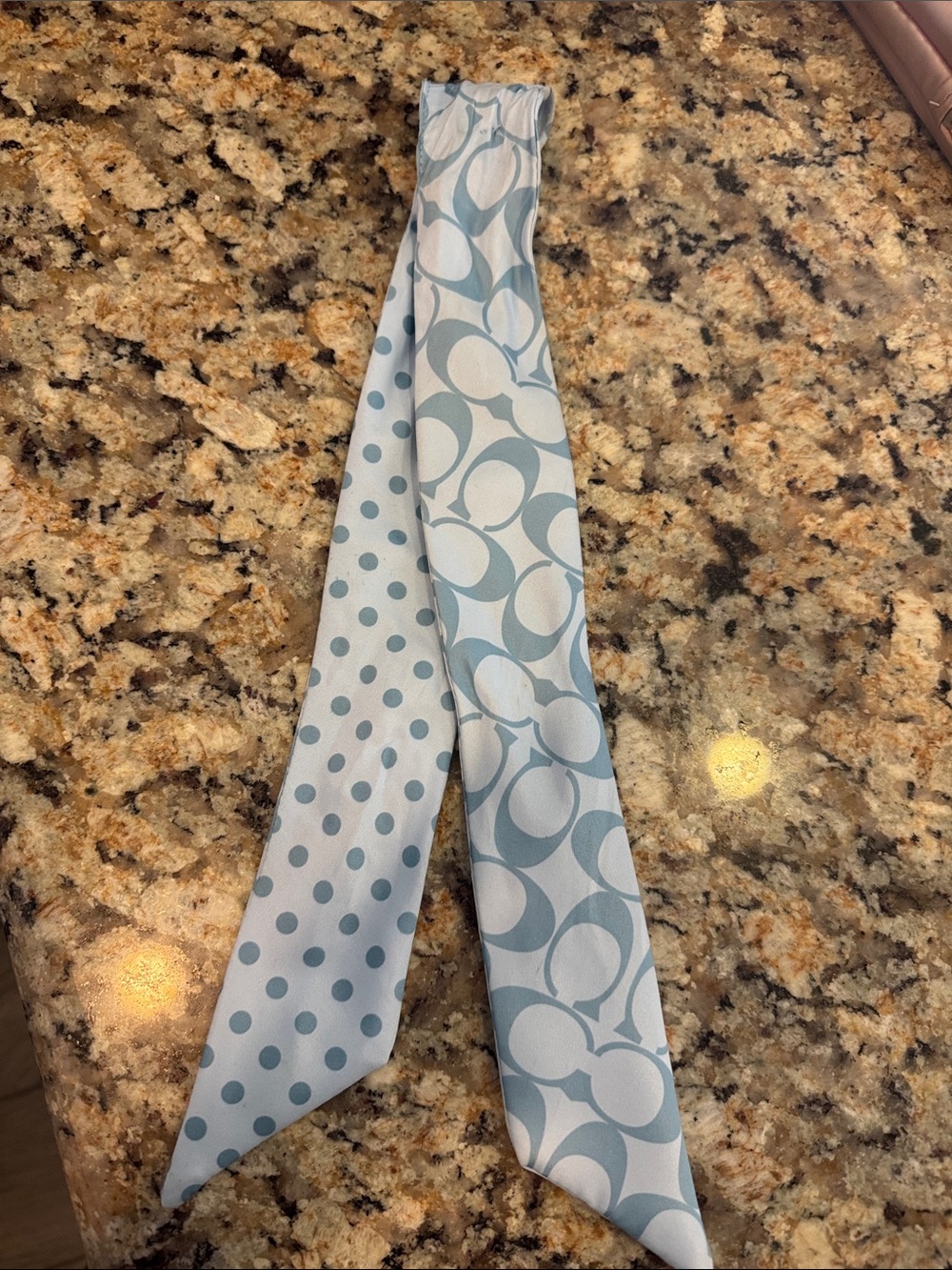Coach Light Blue Polka & Signature Twilly Scarf